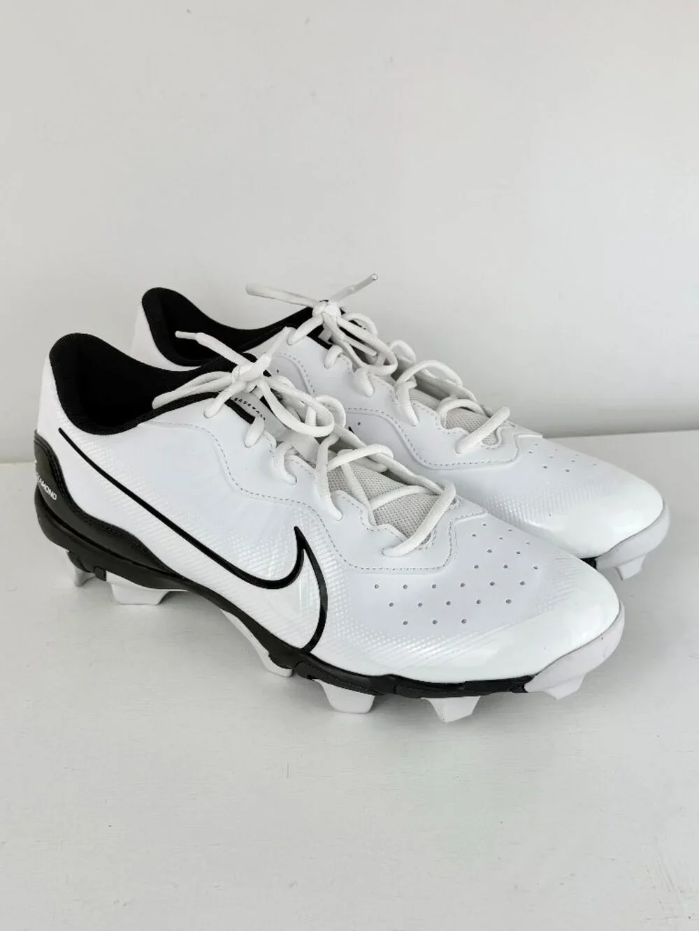Men's 12 Nike Alpha Huarache 4 Keystone Baseball Cleats White Black DJ6524-101